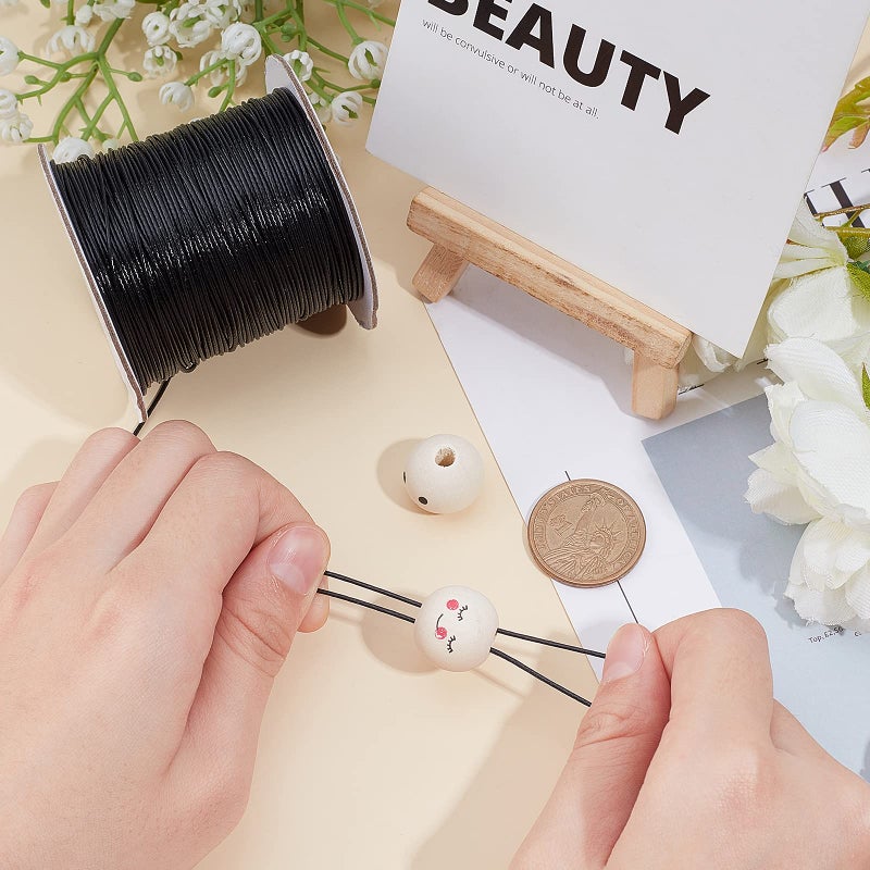 PH PandaHall 1 Roll 1mm Black Waxed Cord Polyester Cord Knotting Cord Beading String Thread Braiding Cord for Beading Jewellery - Image 2